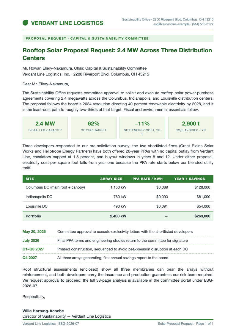 Corporate ESG Proposal Request